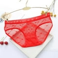 thumbnail image 4 of Aayomet Women's Underwear Womens Sheer Lace Panties See Through Mesh Cotton Crotch Seamless Briefs,Red L, 4 of 5