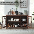 thumbnail image 3 of Rustic Sideboard Buffet Cabinet with Versatile Storage, 55" Large Coffee Bar Cabinet with Glass Doors and Shelves for Dining Room, Brown, 3 of 8
