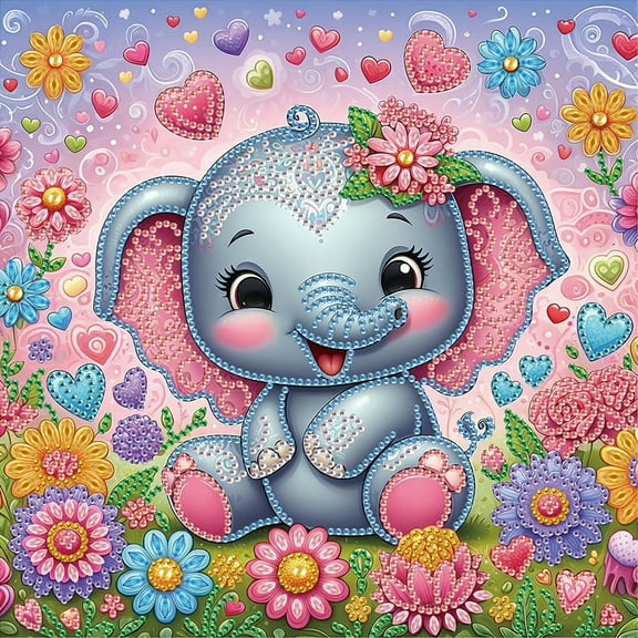 Flower Elephant Diamond Art Painting Kit