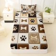 thumbnail image 3 of Homewish Paw Bone Plaid Twin Sheets,Retro Pet Dog Theme Bedding,Brown,3pcs,1 Fitted Sheet and 1 Pillowcase, 3 of 6