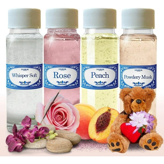 Love Potion Rainbow Vacuum Fragrance Pack of 4 bottles 2.0 fl | Rose, Powdery Musk, Whisper Soft & Peach, for all Water Vacuums