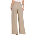 thumbnail image 3 of Pantalones de vestir de pierna ancha para mujer, pantalones de oficina de cintura alta elástica, pantalones palazzo L color caqui, 3 of 6