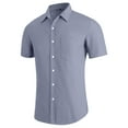thumbnail image 3 of Aiyino Men's Casual Linen Button Down Shirt Short Sleeve Beach Shirt，Light Blue, 3 of 7