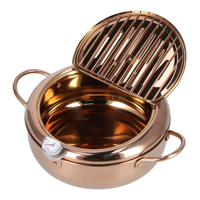 Freing Olla, Acero inoxidable Estilo Japonés Sartén Freitante Bota Profunda y Prevención de Desbordamiento Freidora para Freír Chips de Papa Con Camarones de Pollo Pescado y