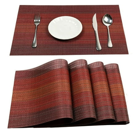 

PVC Placemats Set of 6 for Dining Table Washable Woven PVC Placemat Non-Slip Heat Resistant Kitchen Dining Table Mats