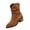 Brown, variant on Willtoo Womens V-Cuff Slouch Mid Calf Boots Pointed Toe Stacked Block Heel Western Casual Booties Vintage Ruched Cowboy Boots
