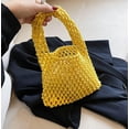 thumbnail image 6 of Kukuzhu Women Small Crochet Tote Handbag Cotton Top Handle Bag Summer Mesh Beach Bag Drawstring Fishing Net Bag Clutch Handbag, 6 of 7