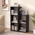 thumbnail image 4 of Gymax 3-Cube Open Back Bookcase Set of 2 w/ Anti-tip Kit Modern Style Organizer Black, 4 of 10