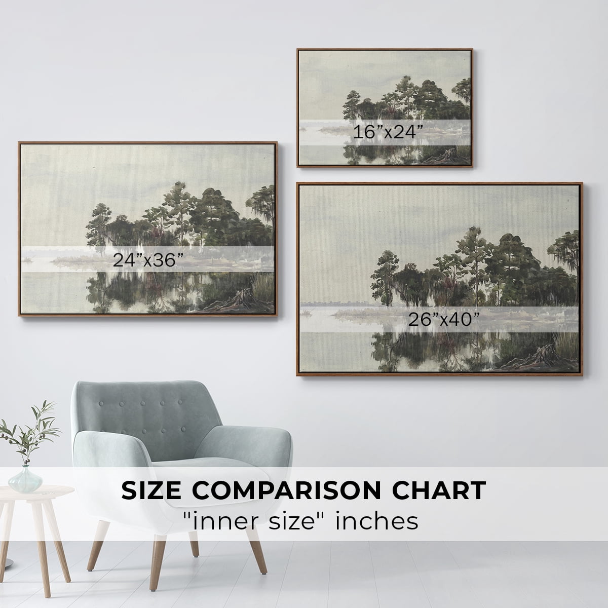 Vintage Landscape-XL By Wexford Home Framed in Walnut Wood Gallery Wrapped Canvas 17 in. x 25 in.