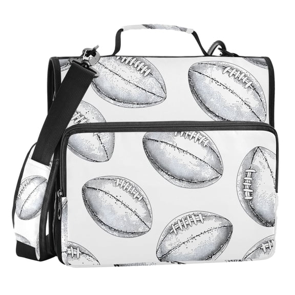 ALAZA Zipper Binder Retro Rugby Football 3 Ring Trapper Keeper File Folder Organizer Bag