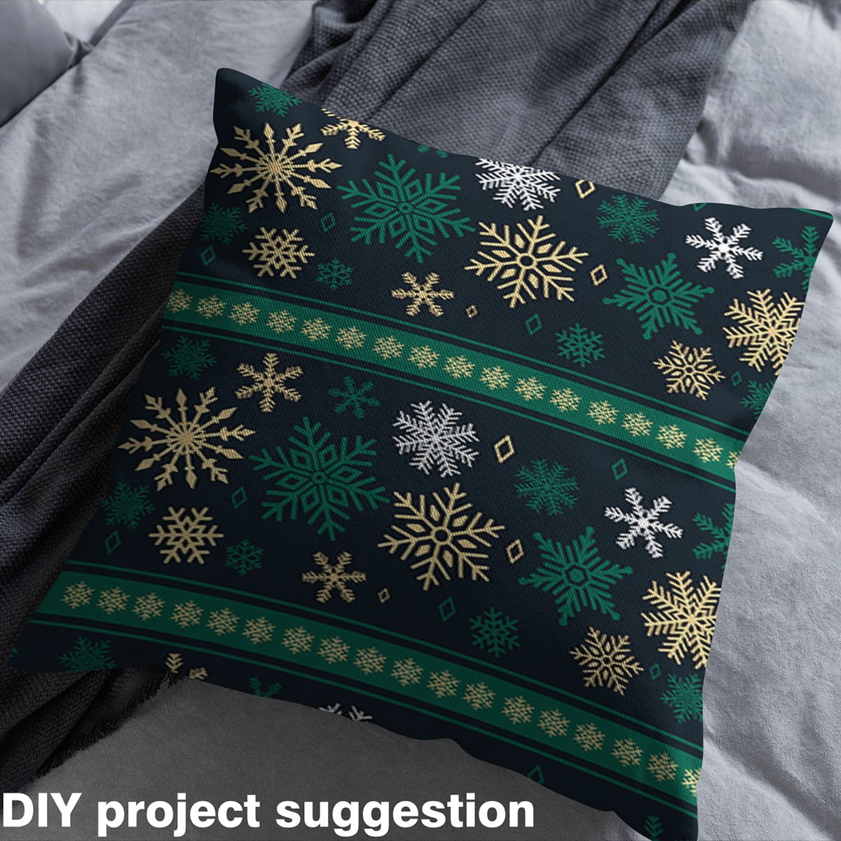 Feelyou Gold Snowflake Print Fabric by the Yard 2 Yards, Happy Christmas Room Decor Fabric by the Yard, Child Winter Festival Fabric for Sewing, Ultra Soft Home Decor