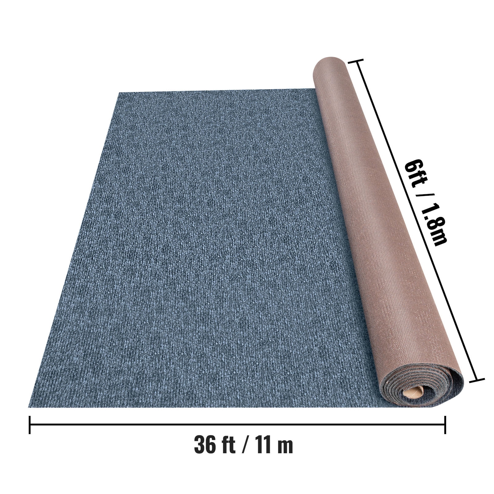 KFFKFF Gray Marine Carpet 6 ft x 36 ft, Boat Flooring Rug, Indoor Outdoor Rug for Patio Deck, Non-Slip TPR Backing, Water-Resistant Outdoor Marine Carpet