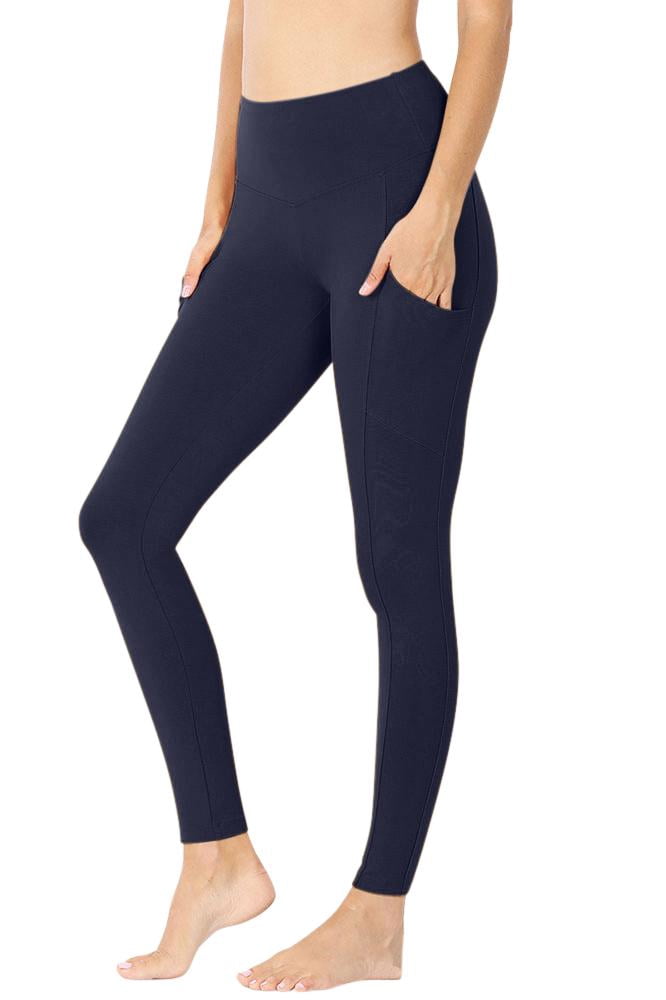 Womens High Waist Solid Cotton Yoga 