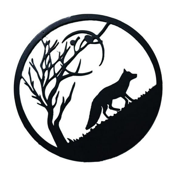 Metal Wall Art Fox Cat Household Landscaping Animals Adornment Wall Hanging Decoration Metal Animal Ornament for Home Garden Decor Type 1