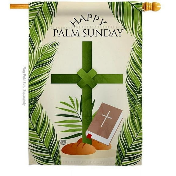 Ornament Collection H192714-BO Happy Palm Sunday Religious Faith Double-Sided Garden Decorative House Flag, Multi Color