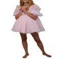 thumbnail image 1 of Robe Mini en Tulle Bouffante pour Femmes Col Carré Manches Bouffantes Robe de Princesse Française Fée Robe Courte Romantique à Volants en Maille, 1 of 9