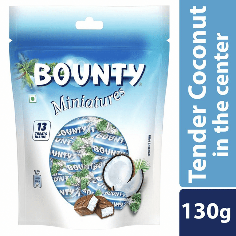 Bounty Coconut Miniatures Chocolate Pack 130gm Pack of 3