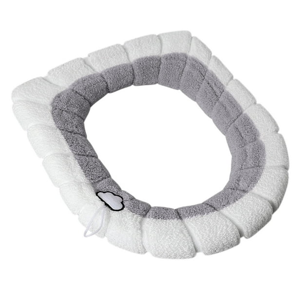 pstuiky Asiento de inodoro para las cuatro estaciones, acolchado, con asa, anillo de inodoro de invierno, lavable, resistente al desgaste.