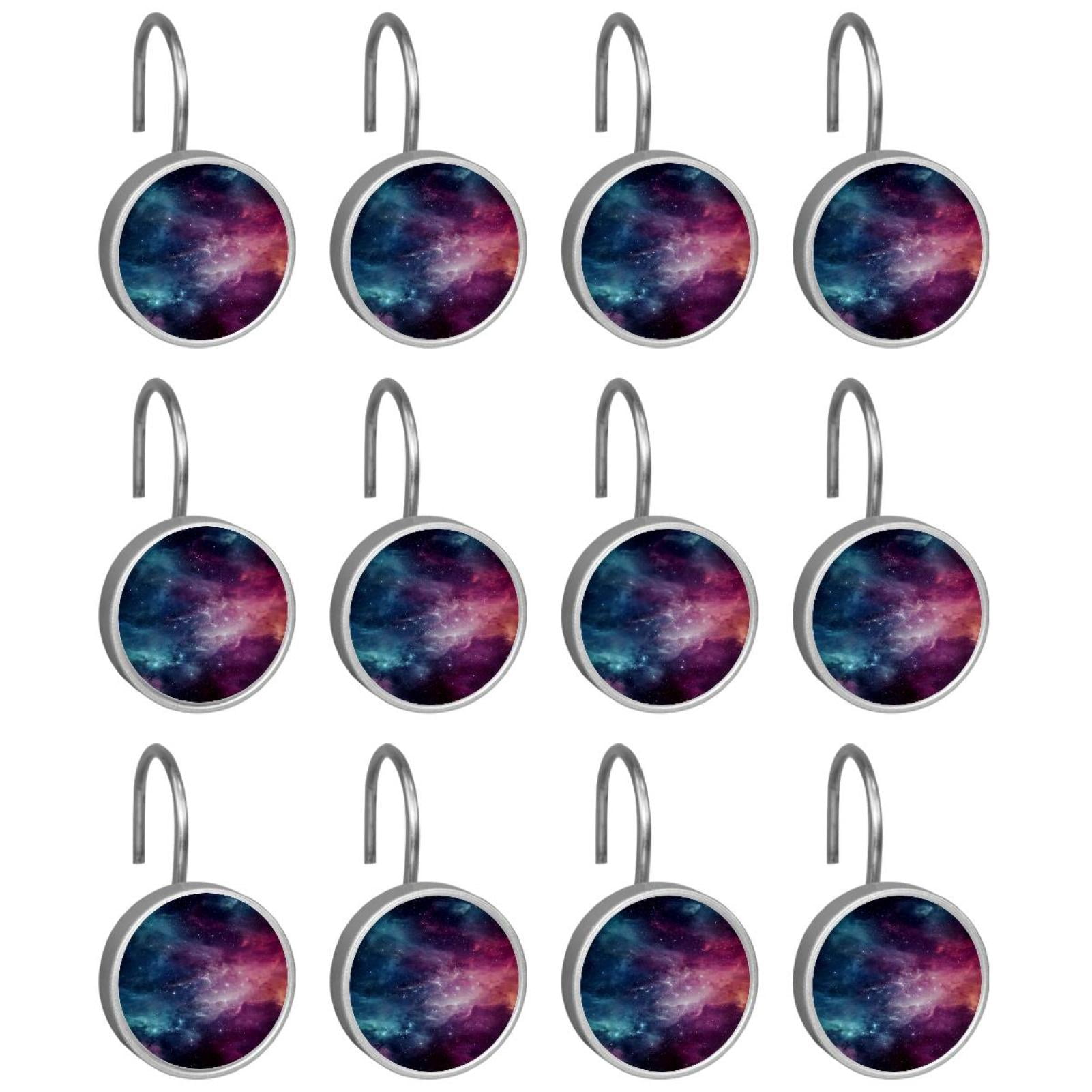 HemaKayy 12 Pcs Shower Curtain Hooks Bathroom Decorative Accessories Exploration of the Universe