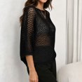 thumbnail image 4 of WULMLEO Crochet Tops for Women Summer Beach Swim Cover Ups Knit Beach Cover Up Short Sleeve Hollow Out Shirts Black S, 4 of 5