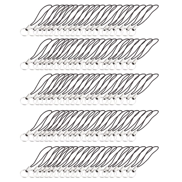 100Pcs Split Ring End Mobile Cell Phone Strap Lariat Black