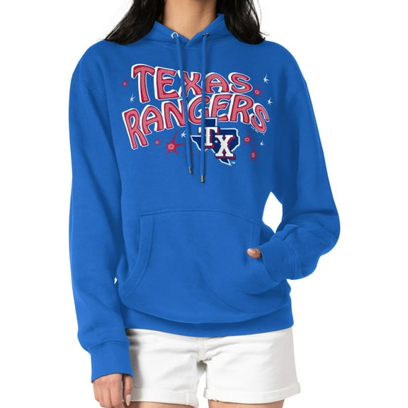 Women's Starter Royal Texas Rangers Fireworks Fleece Tri-Blend Pullover Hoodie