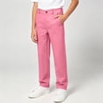 thumbnail image 4 of mihongmao Khaki Pants For Girls Chino Skinny Twill Children's Suits Elastic Waist Performance School Uniform Trousers Pink 11 Years, 4 of 7