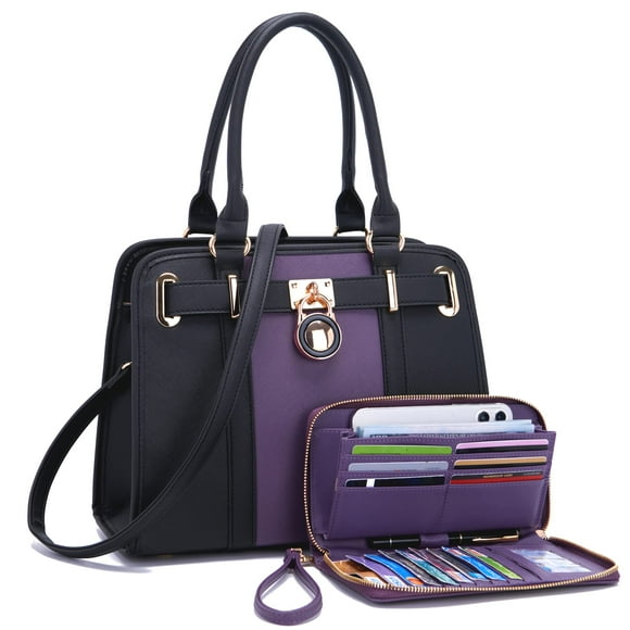 Set de bolsos Qiyuer, bandolera de trabajo, color morado y negro
