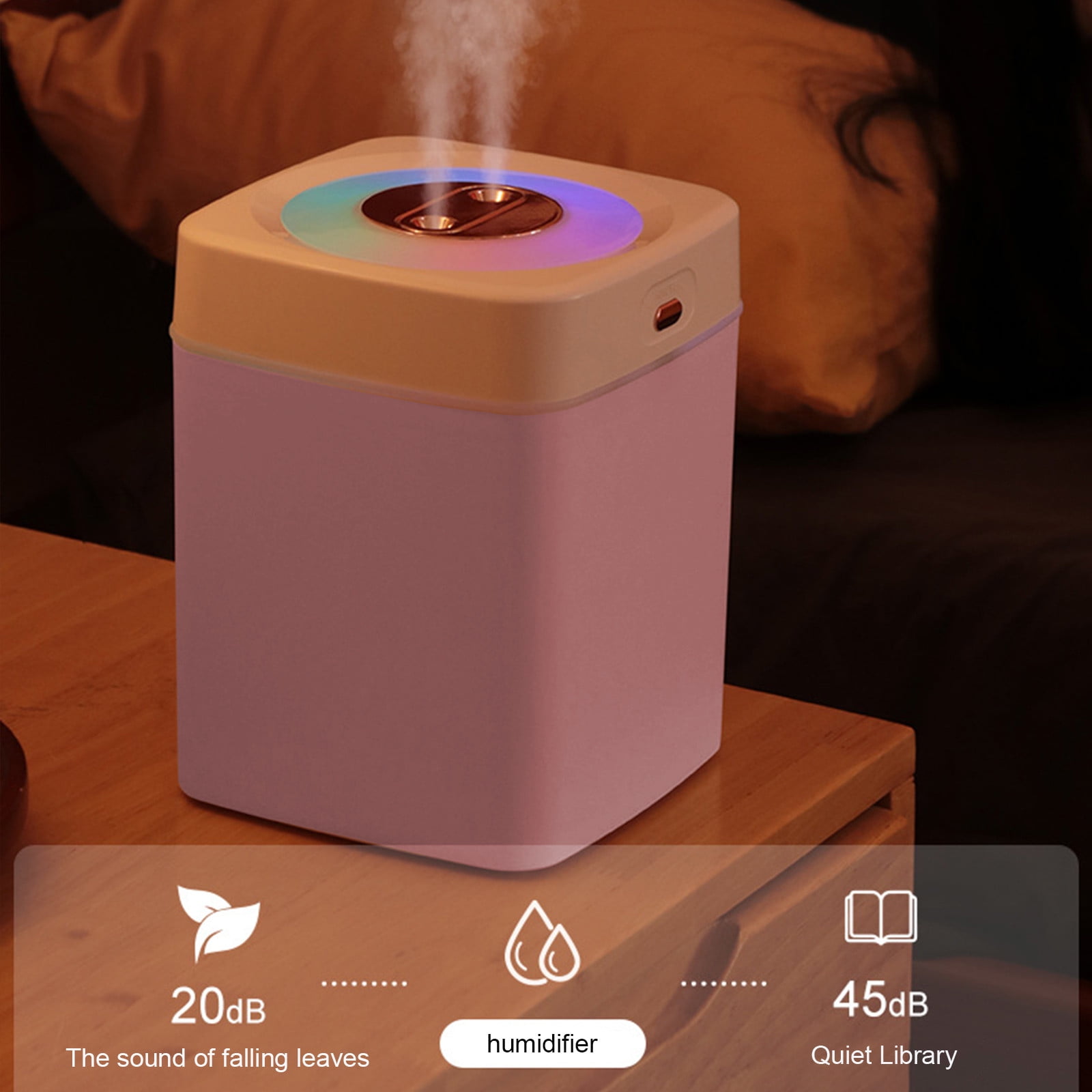 Dengmore Desktop Humidifier with Light USB Humidifier With Light Quiet Cool Mist Humidifier For Bedroom And Office Plants Easy To Clean