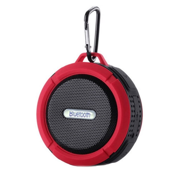 Matsuzay C6 Altavoz Bluetooth inalámbrico portátil Caja de sonido a prueba de agua con ranura para tarjeta HookTF Manos libres con ventosa para Cables de audio/vídeo Rojo