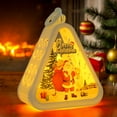 thumbnail image 5 of Christmas Decorations Vintage Night Light, Luminous Christmas Window Ornament, Triangular Desktop Christmas Lamp with Father Christmas Snowman Reindeer Scene, Lightweight Warm Glow Holiday Gift, 5 of 8