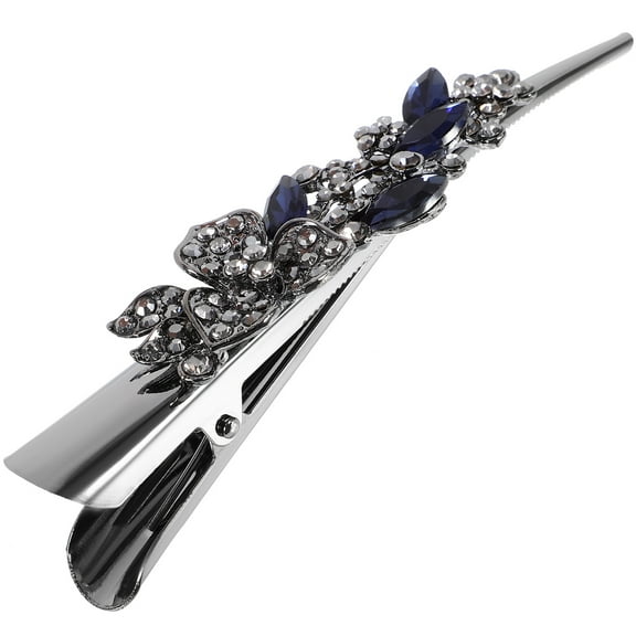 LOLIPPYY Rhinestone Hair Barrette Hair Accessory Clip Navy Blue 1Pcs 5.1x1.4x1.0in