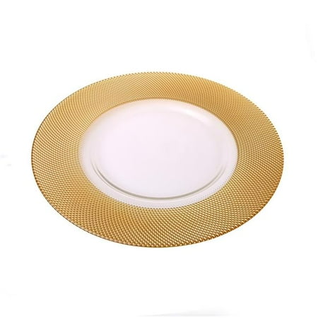 

Classic Touch CG760 13 in. Glass Chargers With Gold Dotted Border - Set of 4