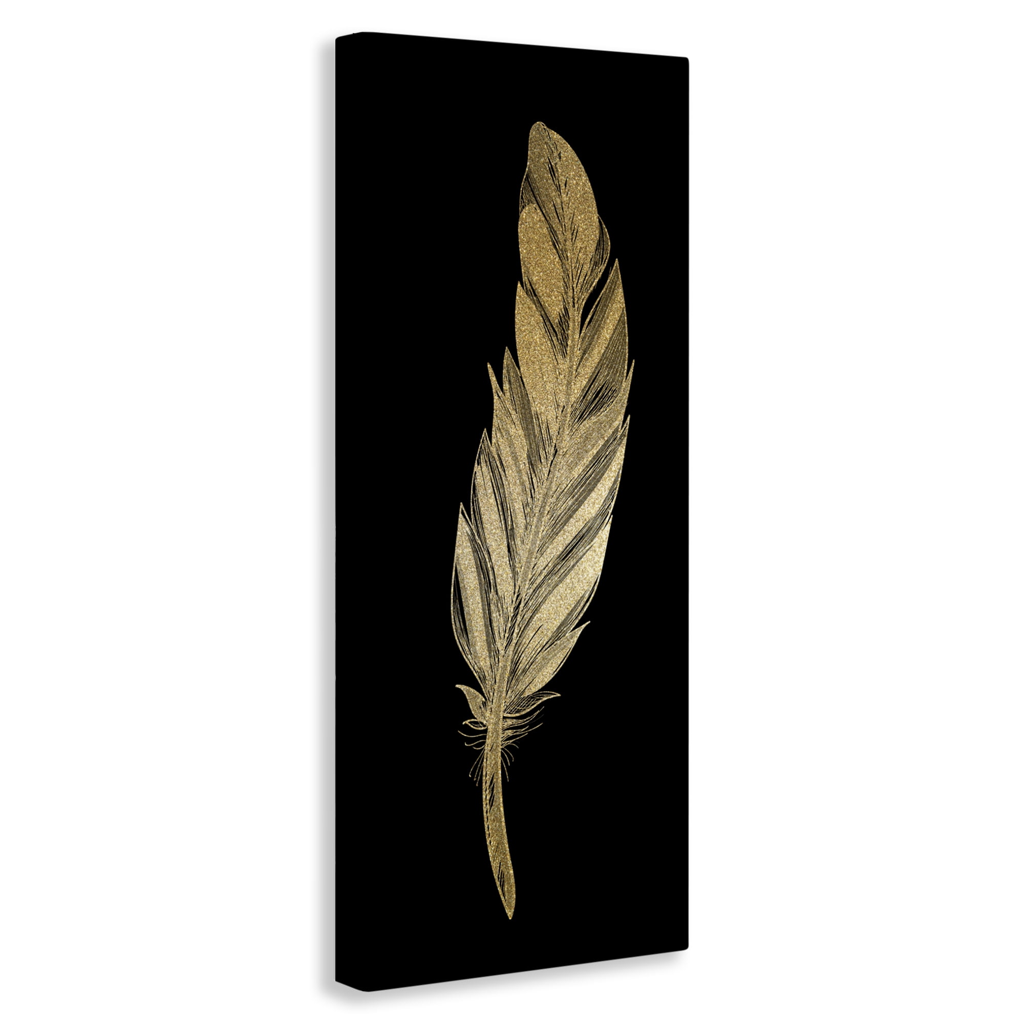 Glam Feather Black & Gold Canvas Wall Art, design by Kim Allen