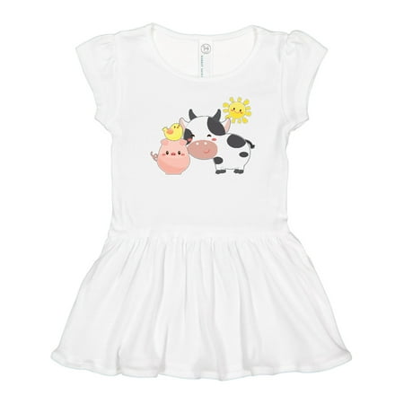 

Inktastic Fun Farm Animals- Cow Pig Chick Gift Toddler Girl Dress