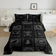 thumbnail image 2 of Manfei Gothic Theme King Size Comforter Sets,Ghost Bats Birds Bedding Comforter Set,Black Gray Bedding Set,Breathable Room Decor Reversible,3 Pieces, 2 of 8