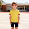thumbnail image 2 of Polo Shirts Boys Yellow Button Down Short Sleeve Shirts Girls School Uniform Casual Collared Shirts Kids Boys Clothes Size 9-10 Years, 2 of 4