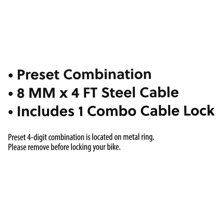 Concord 8MM Combo Cable Bicycle Lock photo 3