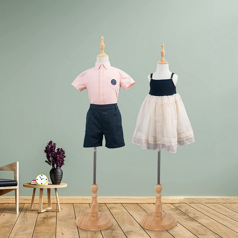 Bonnlo White Kid Dress Form, Toddler Mannequin Torso with Adjustable Wood  Stand(7-8 Years Old)