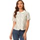 thumbnail image 1 of INSPIRE CHIC Blusa floral con botones y manga corta con cuello Peter Pan para mujer blanco L, 1 of 6