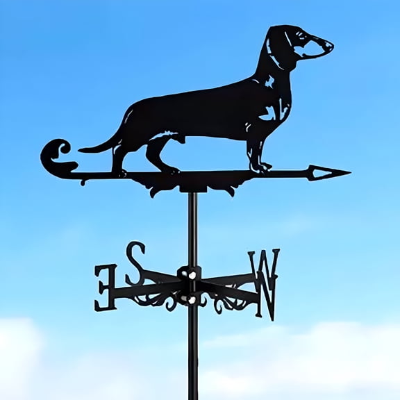 TALENO Weathervane,Dog Metal Weathervane Stainless Steel Dog Weather Vane with Roof Mount Roof Wind Vane Measuring Tool for Outdoor Farm Yard Garden Gazebo
