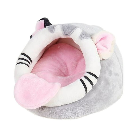 Matoen12 Removable Mini Hamster Nest for Autumn Winter, Thick Plush Enclosed Cozy Bed Pet Warm House Cute Nest Cage for Small Animal Hamster Parrot Hedgehog Squirrel, 1 Pack, L 10"x10"x6.3", White