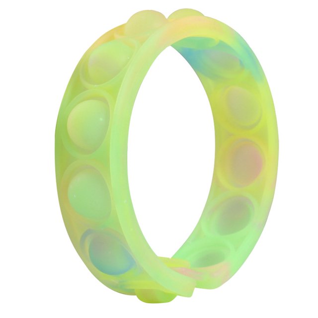 2 Pcs Pops Bubble Simple Dimple Toy Fidget Colorful Silicone Bracelet Anxiety Sensory Band, Gold Powder