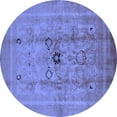 thumbnail image 1 of Ahgly Company Machine Washable Indoor Round Oriental Blue Industrial Area Rugs, 3' Round, 1 of 4