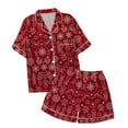 thumbnail image 3 of Boy Pajamas Size 8  Kid's Summer Homewear Boys Girls Printed Short Sleeve T Shirt Short Pants Pajamas Suits Children's Clothing Z0C-Brick Red, 6-7 Years, 3 of 4