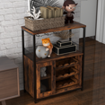 thumbnail image 2 of 3-Tier Wine Bar Cabinet with LED Lights, Modern Liquor Buffet Sideboard with Glass Holder Removable Wine Rack and Ample Storage for Dining Room Kitchen Home Bar, Grey, 2 of 7