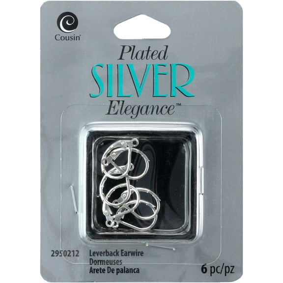 CousinDIY Plated Silver Elegance Metal Findings-Lever Earrings 6/Pkg