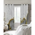 thumbnail image 3 of Gray Gold Marble Blackout Curtains 63 Inches Length, Modern Abstract Marble Crack Texture Window Treatment Thermal Insulated Drapes for Bedroom Living Room 2 Panels 104x63 Inches, 3 of 8