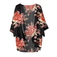 thumbnail image 3 of Cardigan for Women's Plus Size Summer Dressy Floral Print Puff Sleeve Cardigan Loose Chiffon Cover Up Blouse Trendy Tops Party on Clearance, 3 of 3