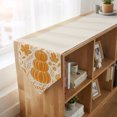 thumbnail image 4 of Thanksgiving Pumpkin Table Runner Linen Burlap Table Runner 72 Inches Long Farmhouse Orange Maple Leaves Dresser Scarves for Kitchen Island Coffee Dining Room Party Wedding Holiday Decoration 14"x72", 4 of 8